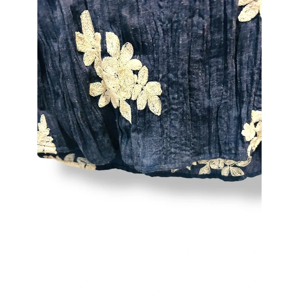 ECI New York Dress Blue Floral Embroidered Cutout Back Midi Women's XL